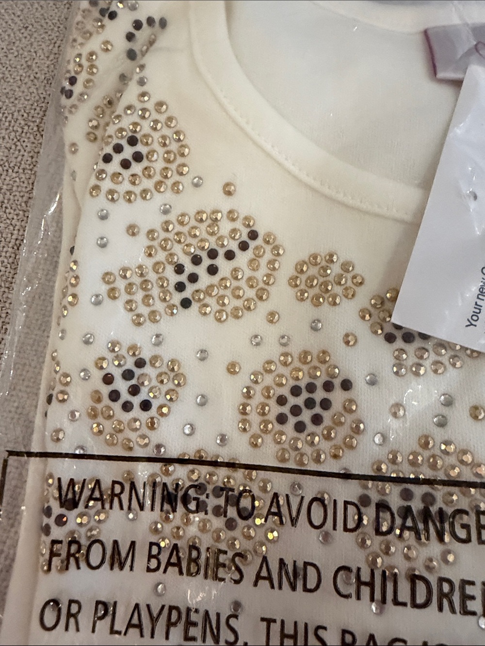 Quacker Factory Ivory Embellished Short Sleeve Tee - Picture 2 of 4